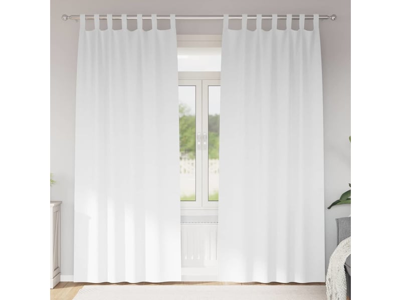 Lot de 2 rideaux occultants, rideaux black-out avec anneaux blanc pur 260 x 140 cm cf44584 - Conforama B