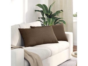 Lot de 2 coussins de canapé, coussins décoratifs tissu marron 80 x 40 cm cf58904