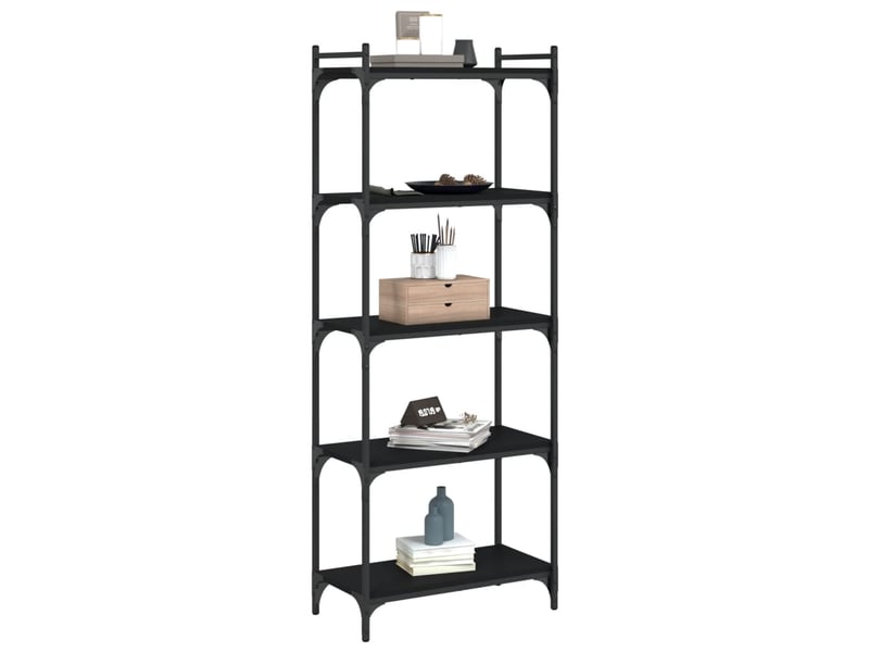  Bibliothèque à 5 niveaux, armoire à livres noir 60x30x154 cm bois d'ingénierie  - Conforama C