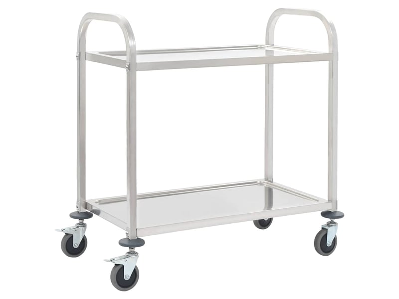 Desserte de cuisine, chariot de rangement à 2 niveaux 95x45x83,5 cm acier inoxydable - Conforama B
