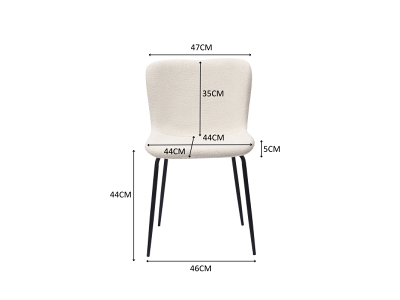  Chaises de salle à manger modernes – dossier haut arrondi, revêtement en tissu, pieds métal – 3 coloris – lot de 2  - Conforama C
