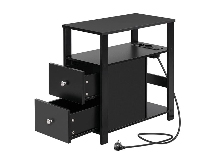  Bout de canapé 60x30x60 cm avec prises et usb bois noir  - Conforama A