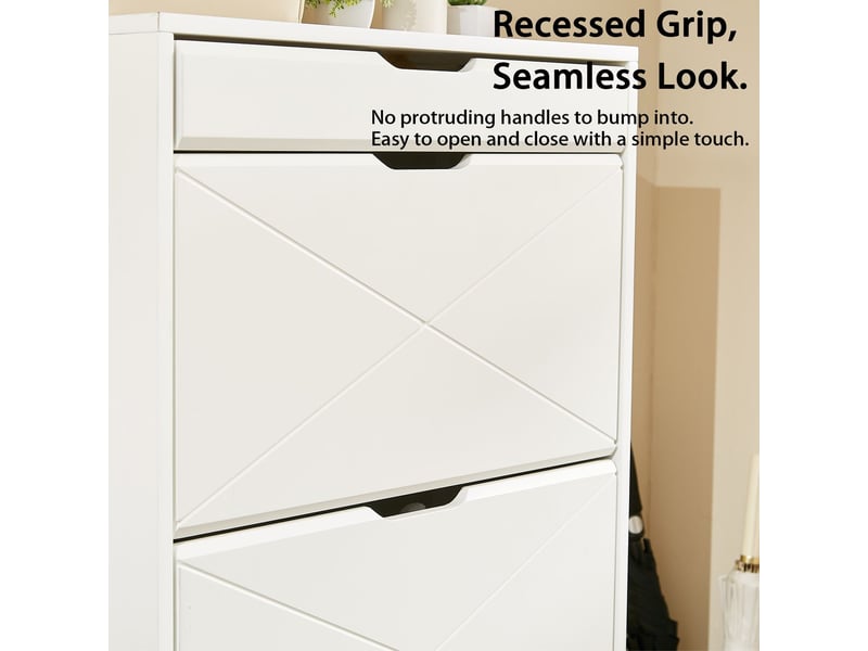  Meuble à chaussures 3 tiroirs plateau supérieur coulissant 2 niveaux blanc structure en bois  - Conforama E