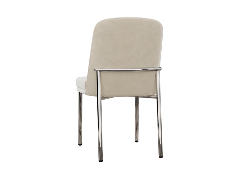  4 chaises de salle à manger modernes, assises velours beige rembourrées, pieds argentés  - Conforama E
