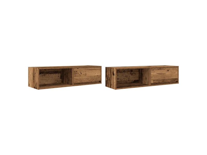  Meubles tv - banc tv - meuble de rangement 2 pcs vieux bois 100x31x25,5 cm bois d'ingénierie  - Conforama A