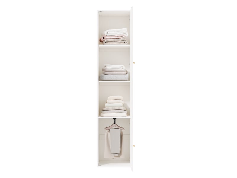 Armoire à vêtements 1 porte persiennée avec penderie et 3 niches de rangement pour chambre blanche 45 × 50 × 200 cm - Conforama A