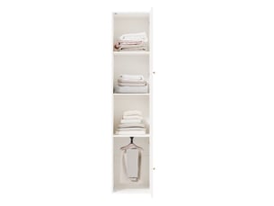 Armoire à vêtements 1 porte persiennée avec penderie et 3 niches de rangement pour chambre blanche 45 × 50 × 200 cm