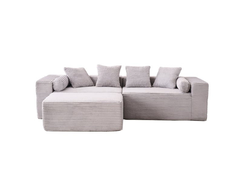  Canapé d'angle modulable en l 3 places gris en tissu chenille  - Conforama A