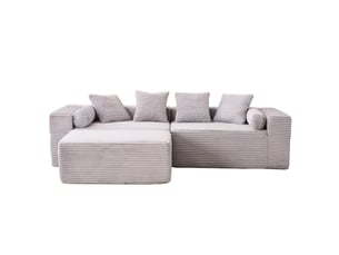 Canapé d'angle modulable en l 3 places gris en tissu chenille