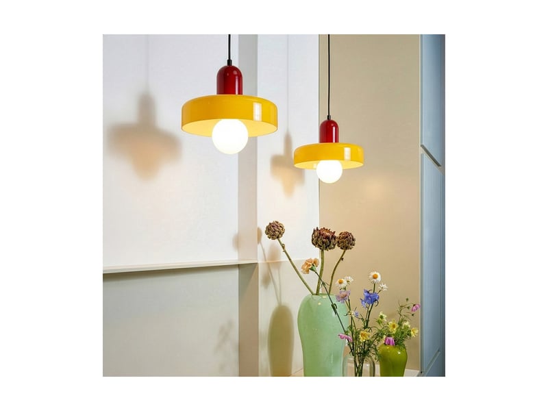  Suspension yori en verre et métal rouge et jaune ø25 cm 62912 - Conforama B