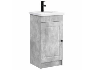 Meuble salle de bain avec évier, meuble de rangement gris béton 42x40x84.5 cm shl8933