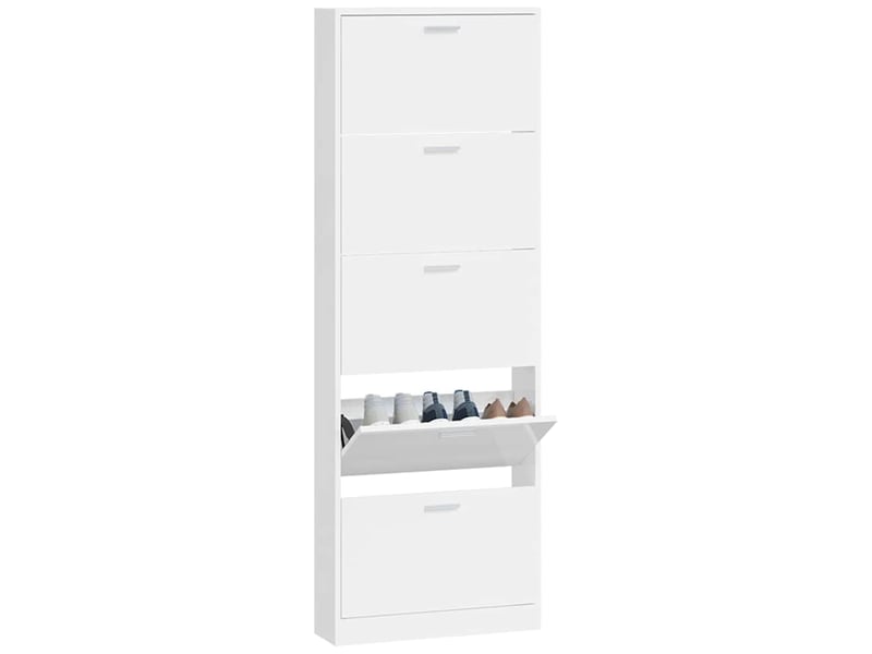  Meuble à chaussure | armoire à chaussure blanc brillant 59x17x169 cm bois ingénierie  - Conforama D