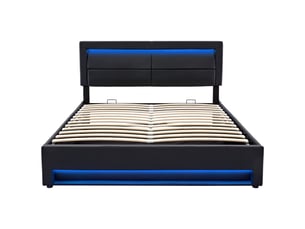 Lit coffre 160x200 cm MERAX lit adulte noir coloris noir