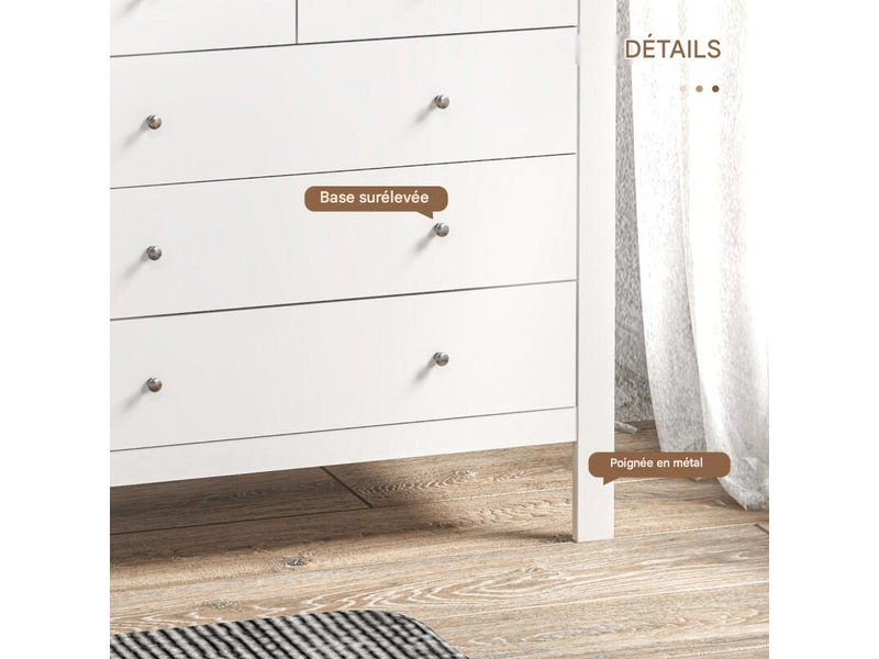  Commode, buffet, ouverturefermeture silencieuse, dispositif anti-basculement, 79 x 39,5 x 80,5 cm, blanc  - Conforama E