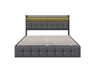 Lit coffre 140x190 cm <strong></strong> <strong></strong> coloris gris