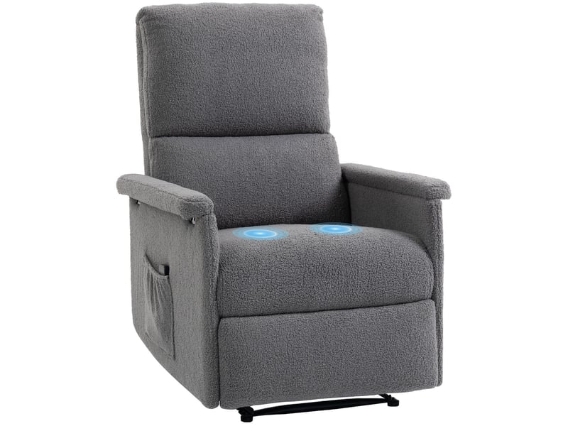  Fauteuil de massage inclinable en tissu teddy gris 69x84x99 cm  - Conforama A