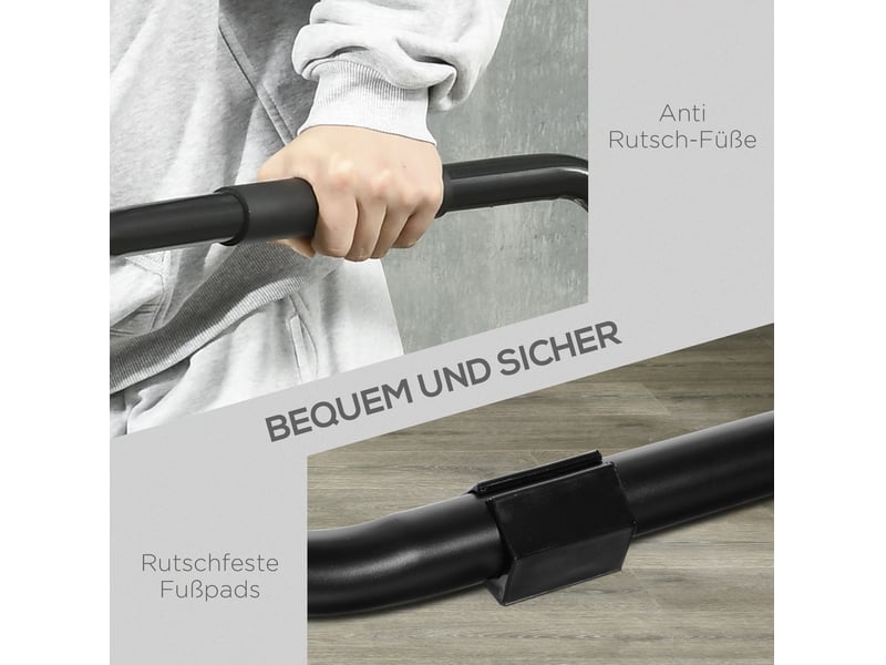 Station de musculation pour dips multifonction noire en acier avec sangle, 90 x 81 x 92,5 cm, charge 120 kg - Conforama B