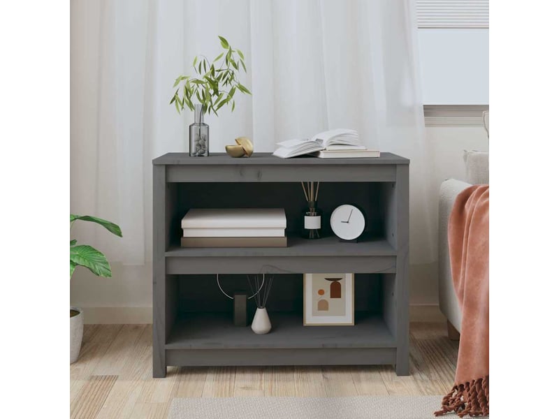  Bibliothèque, meuble de rangement salon gris 80x35x68 cm bois de pin massif  - Conforama C