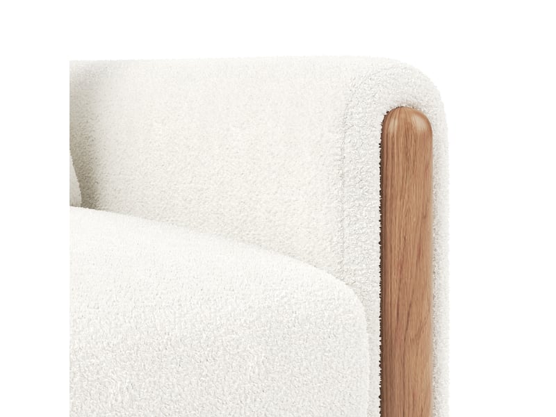  Canapé 1 place en teddy blanc avec coussin épais et accoudoirs, 87x83x88,5 cm, charge 150 kg  - Conforama E