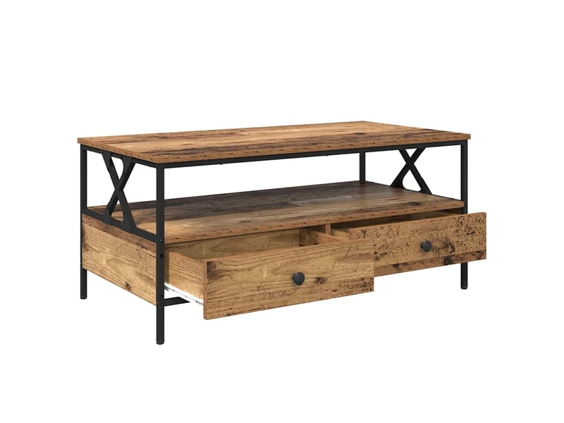  Table basse - table de salon - table à thé bois ancien 100 x 51 x 45 cm bois d'ingénierie  - Conforama E