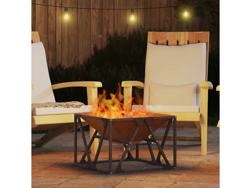 Brasero exterieur, foyer rouillé 50x50x35 cm acier patiné - Conforama D