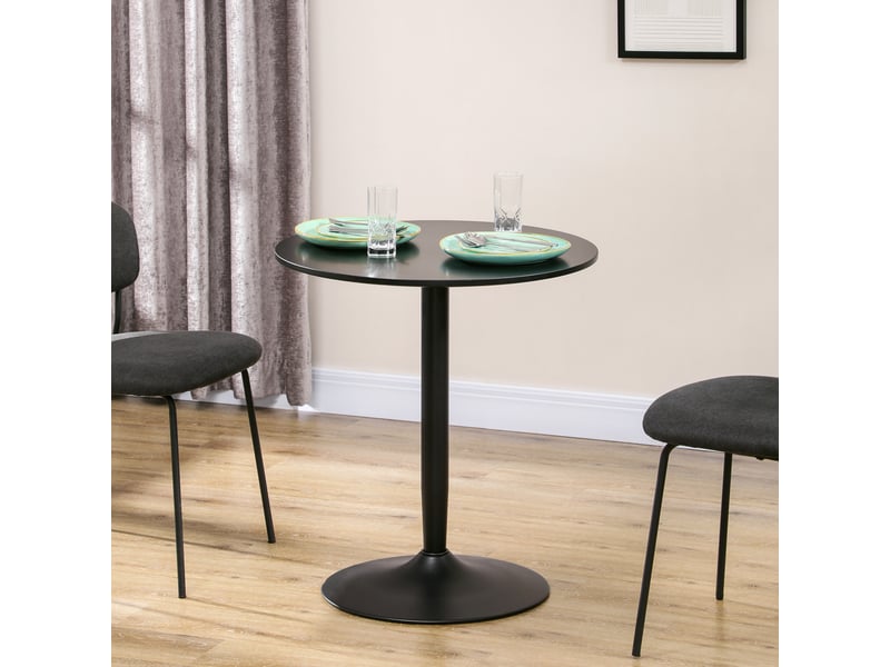  Table à manger pour 2 personnes, plateau rond, piètement en acier, noire, 70 x 70 x 75 cm  - Conforama D