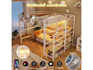 Lit mezzanine 140x200 cm <strong>ZOVIRA</strong>  <strong></strong> coloris blanc