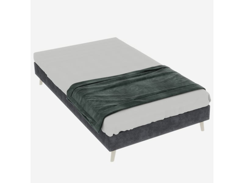 Lit enfant 90x200 cm, sans tête de lit, en tissu et métal, gris, sans matelas - Conforama D