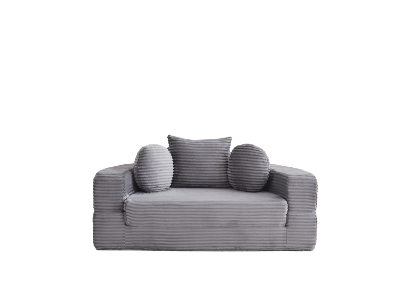  Canapé-lit 4-en-1 multifonction, sofa demi-rond convertible en lit rond, design compact, 2 coussins ronds et 1 coussin carré, salon  - Conforama A