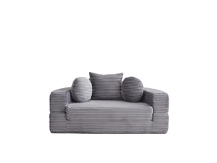 Canapé-lit 4-en-1 multifonction, sofa demi-rond convertible en lit rond, design compact, 2 coussins ronds et 1 coussin carré, salon