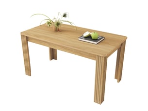 Table de salle à manger 116 x 65 x 75 cm, table rectangulaire, panneaux de particules, 4 pieds, chêne