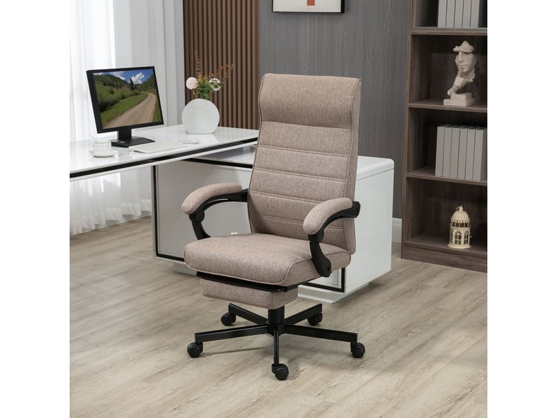  Chaise de bureau réglable en hauteur avec repose-pieds et assise rembourrée, 68 x 67 x 109-119 cm, marron  - Conforama C