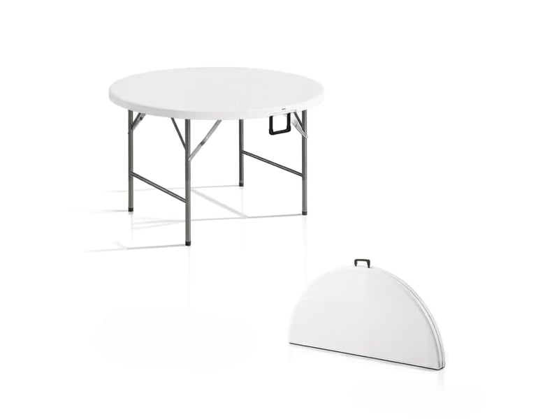  Table de jardin ronde pliante ø122 cm en hdpe et acier, jusqu'à 6 personnes  - Conforama A