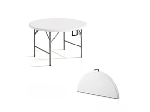 Table de jardin ronde pliante ø122 cm en hdpe et acier, jusqu'à 6 personnes