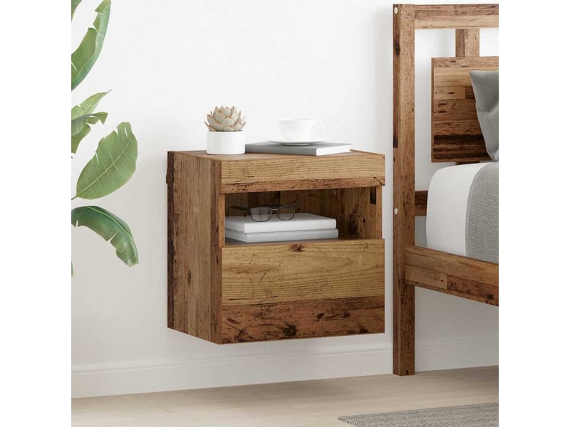  Lot de 2 meuble tv mural, meuble tv suspendu bois ancien bois d'ingénierie shl58362  - Conforama B