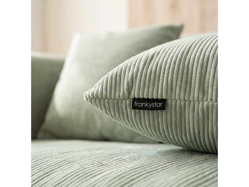  Sey - canapé-lit pliant 180x72x90 cm convertible 4 en 1 avec coussins et housse en tissu lavable couleur sauge  - Conforama C