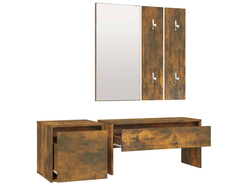  Ensemble de meubles de couloir chêne fumé bois d'ingénierie shl84257  - Conforama E