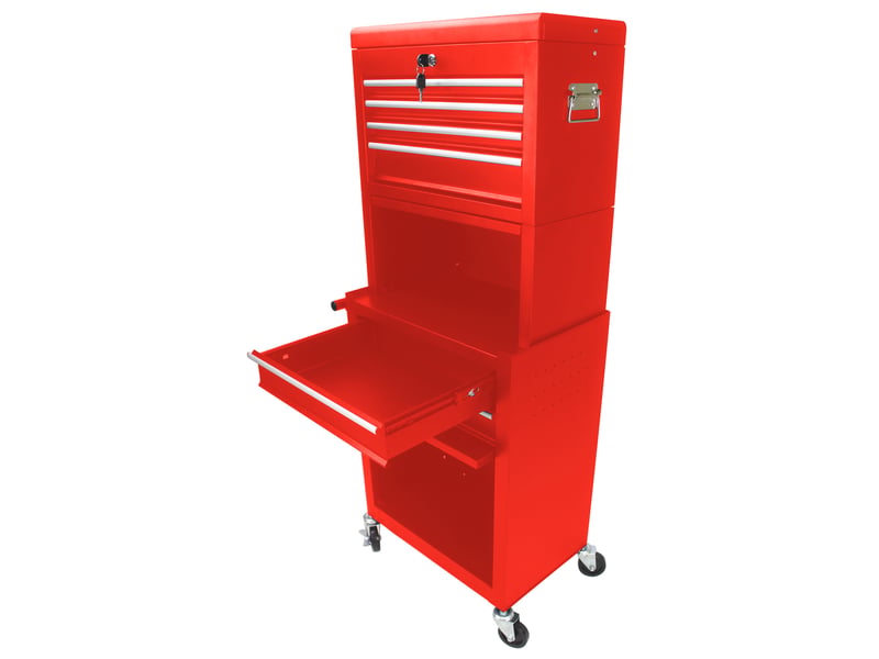  Servante à outils 6 tiroirs 60 x 33 x 110 cm rouge en acier, rangement mobile pour atelier et garage  - Conforama B