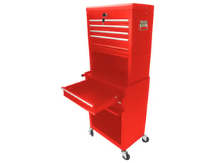 Servante à outils 6 tiroirs 60 x 33 x 110 cm rouge en acier, rangement mobile pour atelier et garage