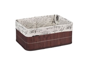 Panier de rangement pliable salon salle de bain 16,5 x 38 x 28,5 cm en bambou beige 13_0010067