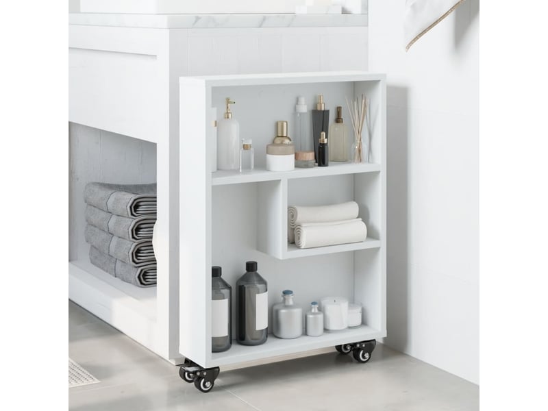  Chariot de rangement étroit blanc 48x13x68 cm bois d'ingénierie  - Conforama C