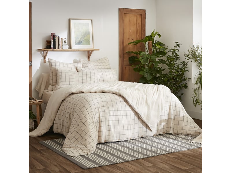  Housse de couette reversible 140x200 cm gaze de coton terra harmonie naturel PD25032 - Conforama B