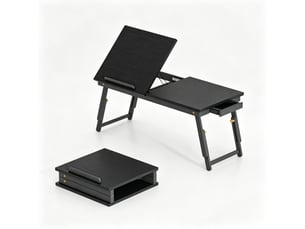 Table pour ordinateur portable en bambou, pliable et réglable, plateau inclinable pour lit