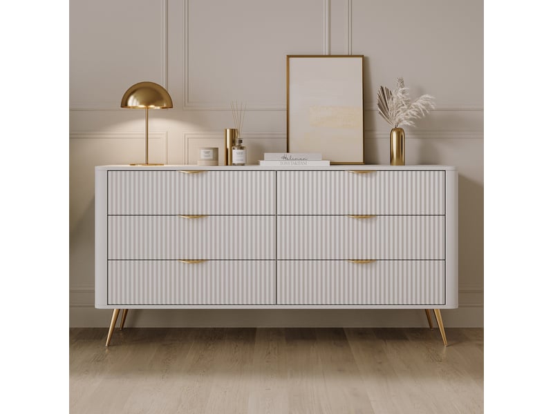  Buffet hali, enfilade 6 tiroirs, 163x38x81h cm blanc Hali - Conforama B