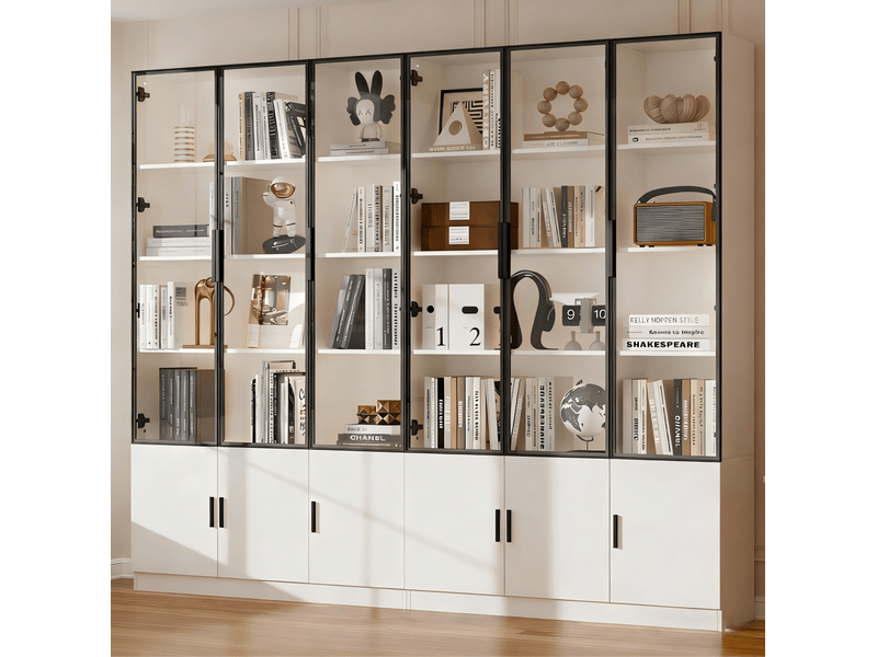  Vitrine 240x32x200 cm 12 portes led mdf blanche  - Conforama C