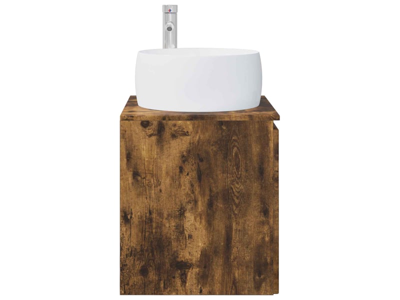  Vanité de lavabo mural, meuble de rangement chêne fumé 49.5x44.5x66 cm shl9547  - Conforama D