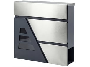 Boîte aux lettres murale 37x10x37 cm avec porte-journaux métal gris foncé