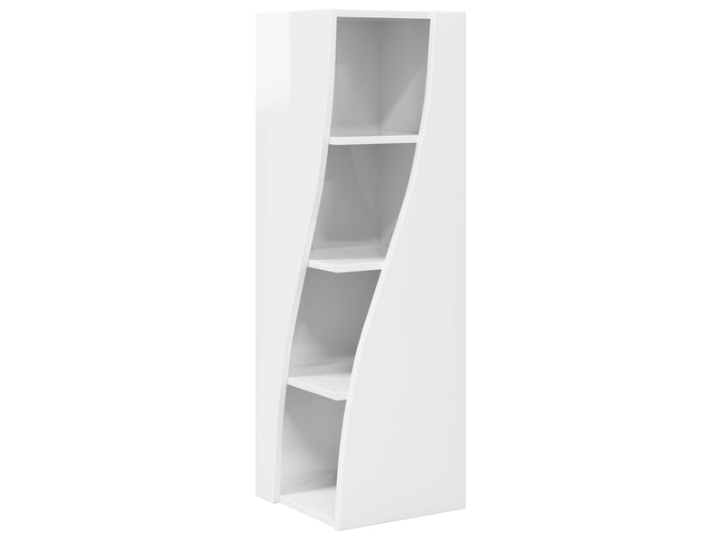  Meuble d'angle, meuble de rangement salon 32x32x102cm bois d'ingénierie blanc brillant  - Conforama A