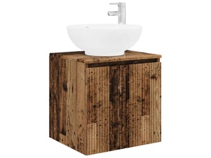 Vanité de lavabo mural, meuble de rangement bois ancien 49.5x44.5x65 cm shl6313