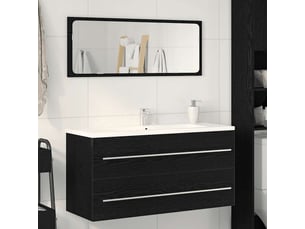 Meuble sous-vasque salle de bain en chêne noir 100x38.5x48cm bois d'ingénierie